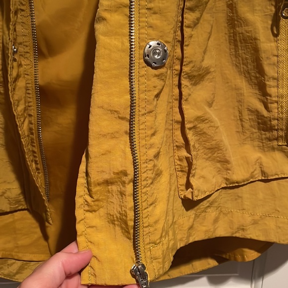 Mustard Colored Cinched Waist Rain Coat - Picture 4 of 11